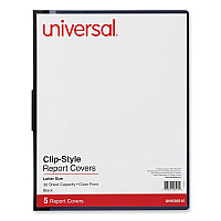 Universal Clip-Style Report Cover, Clip Fastener, 8.5 x 11, Clear/Black, 5/Pack (UNV20515)