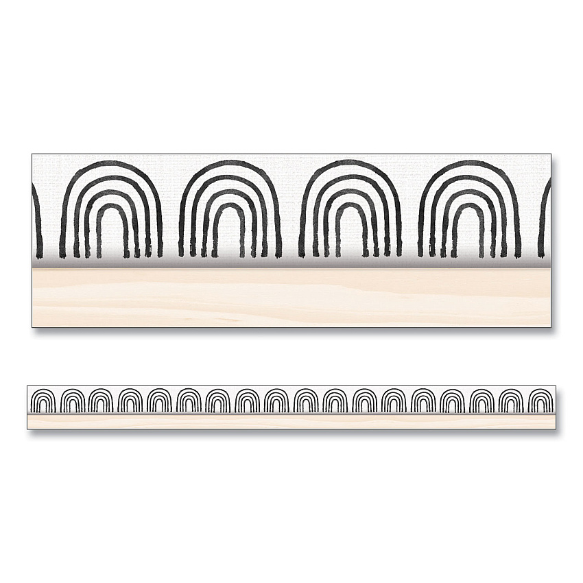 Carson-Dellosa Straight Borders, 3" x 3 ft, Black/White Rainbows, 12/Pack (108502)