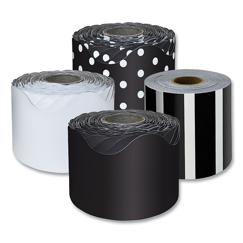 Carson-Dellosa Rolled Scalloped Border Set, 2.25" x 65 ft, Assorted, 4/Set (145299)