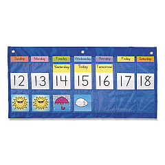 Carson-Dellosa Weekly Calendar with Weather, 21 Pockets, 25 x 12.75, Blue (5636)