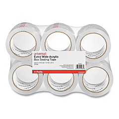 Universal Extra-Wide Moving and Storage Packing Tape, 3" Core, 2.83" x 54.7 yd, Clear, 6/Pack (UNV83000)