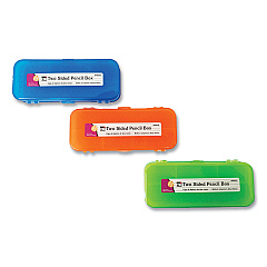 Charles Leonard Double-Sided 5-Compartment Pencil Box, 8.5 x 3.5 x 1.5, Randomly Assorted Colors (76310ST)