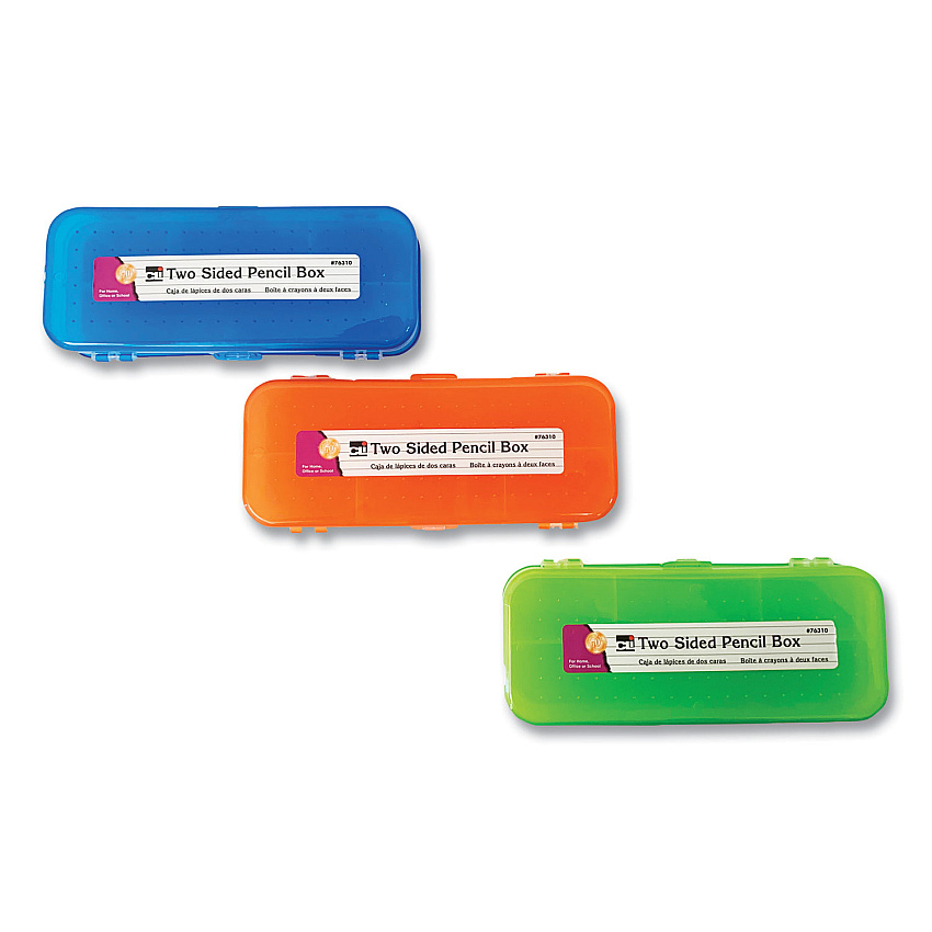 Charles Leonard Double-Sided 5-Compartment Pencil Box, 8.5 x 3.5 x 1.5, Randomly Assorted Colors (76310ST)