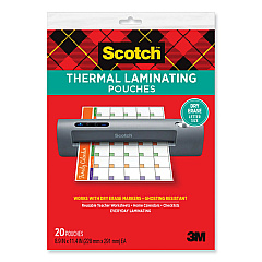 Scotch Laminating Pouches, 3 mil, 8.9 x 11.4, Clear, 20/Pack (TP385420DE)