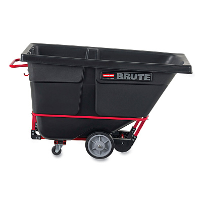 Rubbermaid Commercial Rotomolded Tilt Truck, Rectangular, Plastic, 1,250 lb Capacity, Black (1315BLA)