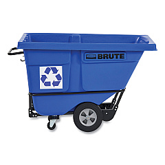 Rubbermaid Commercial Rotomolded Recycling Tilt Truck, Rectangular, Plastic with Steel Frame, 1 cu yd, 1,250 lb Capacity, Blue (2089826)