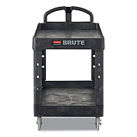 Rubbermaid Commercial Heavy-Duty Utility Cart, Two-Shelf, 17.13w x 38.5d x 38.88h, Black (450088BK)