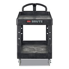 Rubbermaid Commercial Heavy-Duty Utility Cart, Two-Shelf, 17.13w x 38.5d x 38.88h, Black (450088BK)