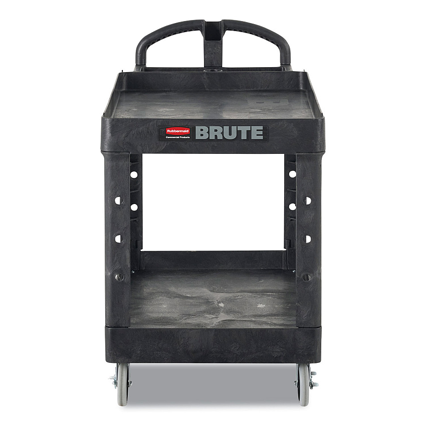 Rubbermaid Commercial Heavy-Duty Utility Cart, Two-Shelf, 17.13w x 38.5d x 38.88h, Black (450088BK)
