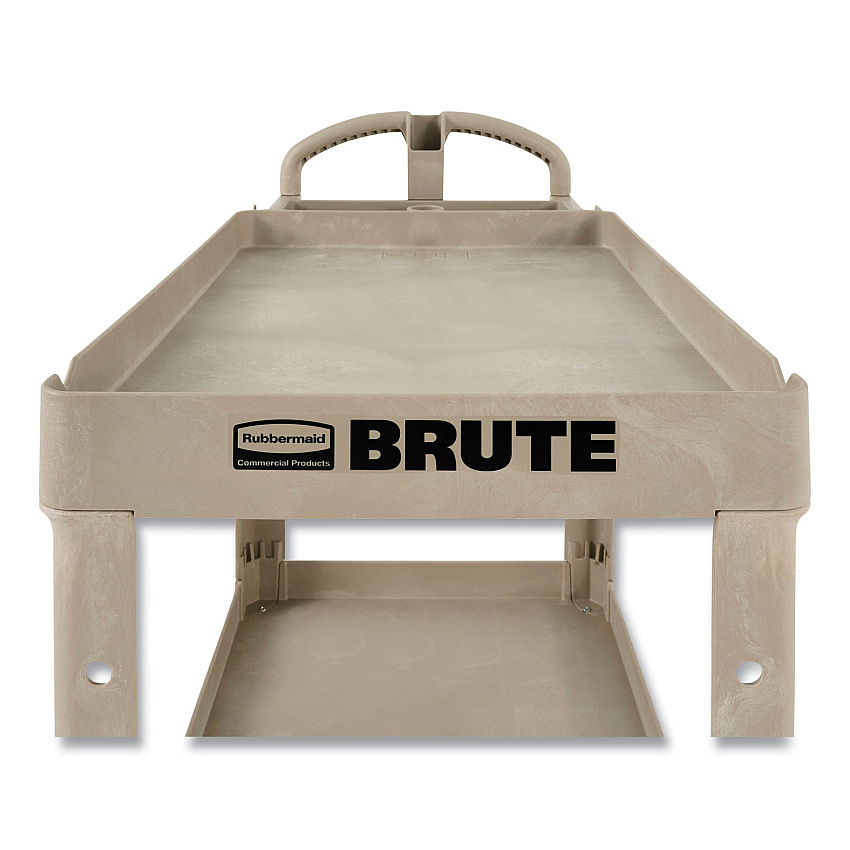 Rubbermaid Commercial Heavy-Duty Utility Cart, Two-Shelf, 25.9w x 45.2d x 32.2h, Beige (452088BG)