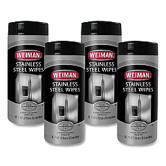 WEIMAN Stainless Steel Wipes, 7 x 8, 30/Canister, 4 Canisters/Carton (92CT)