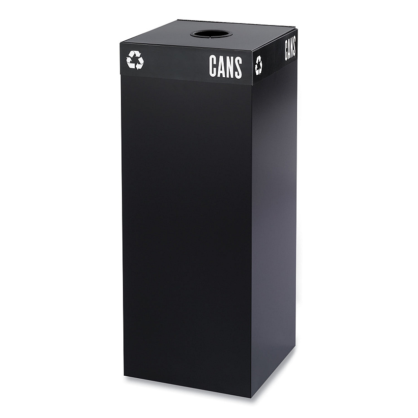 Safco Public Square Can-Recycling Container, Square, Steel, 37 gal, Black (2983BL)