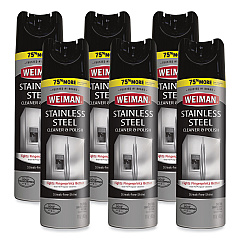 WEIMAN Stainless Steel Cleaner and Polish, 17 oz Aerosol, 6/Carton (49CT)