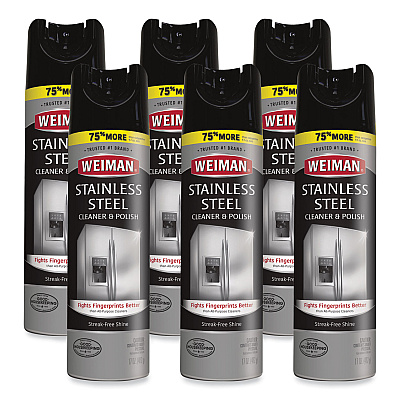 WEIMAN Stainless Steel Cleaner and Polish, 17 oz Aerosol, 6/Carton (49CT)