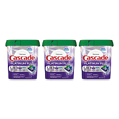 Cascade Platinum Plus ActionPacs Dishwasher Detergent Pods, Fresh Scent, 28.4 oz Tub, 52/Tub, 3 Tubs/Carton (06156)
