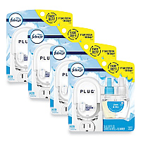Febreze PLUG Air Freshener Warmer Start Kit, 6.54 x 2.99 x 5.98, Clear/White, 4/Carton (68235)