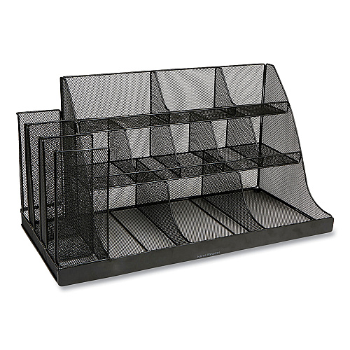 Network Collection 14-compartment Coffee Cup And Condiment Countertop Organizer, 11.61 X 23.9 X 12.76, Black