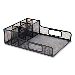 Network Collection Utensil, Napkin And Plate Countertop Organizer, 11.5 X 14.75 X 5.5, Metal, Black