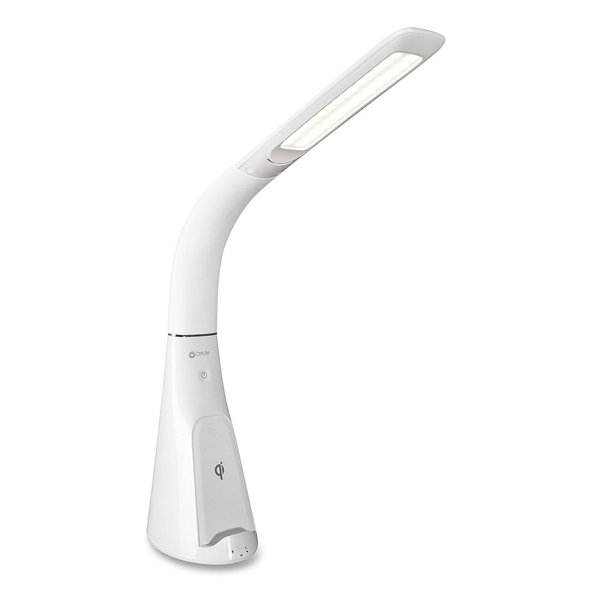 OttLite Wellness Series Sanitizing Purify LED Desk Lamp with Wireless Charging, 26" High, White (SCNQC00S)
