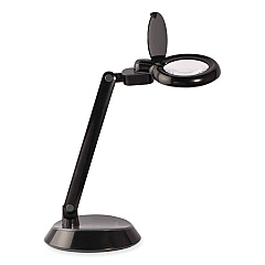 OttLite Space-Saving LED Magnifier Desk Lamp, 14" High, Black (G97BGCFFP)