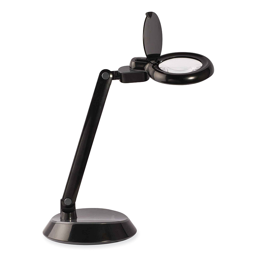 OttLite Space-Saving LED Magnifier Desk Lamp, 14" High, Black (G97BGCFFP)