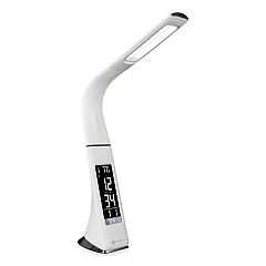OttLite Wellness Series Sanitizing Thrive LED Desk Lamp with Clock, 10" to 18.75", White (SCEY700S)