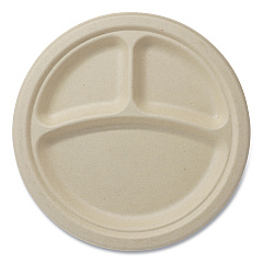 World Centric Fiber Plates, 9" dia, Natural, 1,000/Carton (PLSC9TLFS)