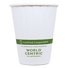 World Centric Double Wall Paper Hot Cups, 8 oz, White, 1,000/Carton (CUPA8D)