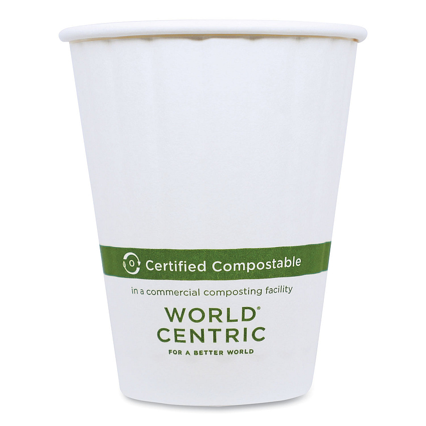 World Centric Double Wall Paper Hot Cups, 8 oz, White, 1,000/Carton (CUPA8D)