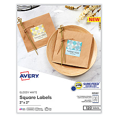Avery Laser/Inkjet Media Labels, Inkjet/Laser Printers, 2 x 2, White, 12 Labels/Sheet, 10 Sheets/Pack (22565)