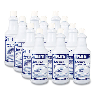 Misty Secure Hydrochloric Acid Bowl Cleaner, Mint Scent, 32oz Bottle, 12/Carton (1038801)