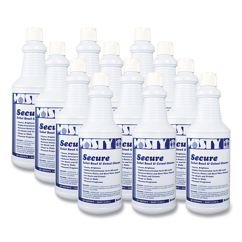Misty Secure Hydrochloric Acid Bowl Cleaner, Mint Scent, 32oz Bottle, 12/Carton (1038801)