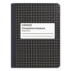 Universal Quad Rule Composition Book, Quadrille Rule, Black Marble Cover, 9.75 x 7.5, 100 Sheets (UNV20950)