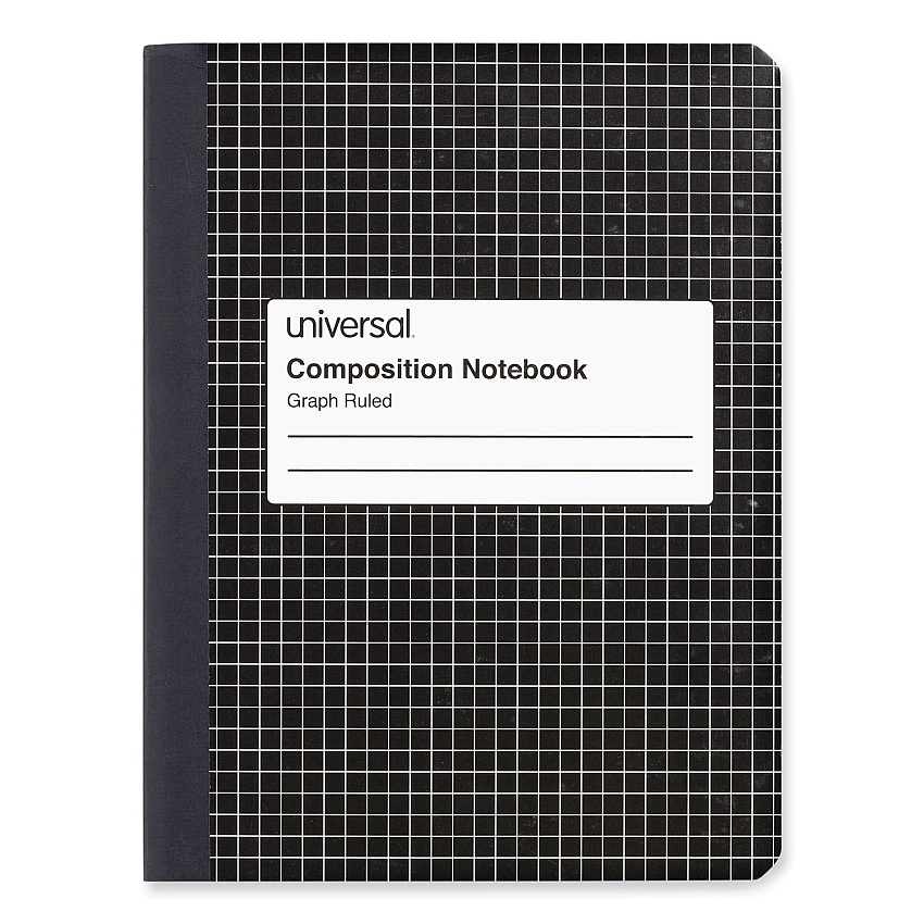 Universal Quad Rule Composition Book, Quadrille Rule, Black Marble Cover, 9.75 x 7.5, 100 Sheets (UNV20950)