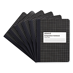 Universal Quad Rule Composition Book, Quadrille Rule, Black Marble Cover, 9.75 x 7.5, 100 Sheets, 6/Pack (UNV20957)