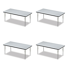 Correll Adjustable Activity Table, Rectangular, 60" x 30" x 19" to 29", Granite Top, Black Legs, 4/Pallet (3060TF15954P)