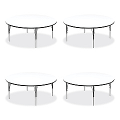 Correll Markerboard Activity Tables, Round, 60" x 19" to 29", White Top, Black/Silver Legs, 4/Pallet (60DERD80954P)