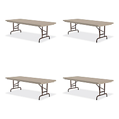 Correll Adjustable Folding Tables, Rectangular, 60" x 30" x 22" to 32", Mocha  Granite Top, Brown Legs, 4/Pallet (RA3060244P)
