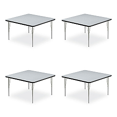 Correll Adjustable Activity Tables, Square, 48" x 48" x 19" to 29", Gray Top, Silver Legs, 4/Pallet (4848TF15954P)