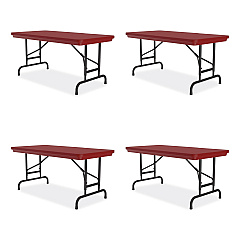 Correll Adjustable Folding Table, Rectangular, 48" x 24" x 22" to 32", Red Top, Black Legs, 4/Pallet (RA2448254P)