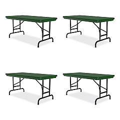 Correll Adjustable Folding Table, Rectangular, 48" x 24" x 22" to 32", Green Top, Black Legs, 4/Pallet (RA2448294P)