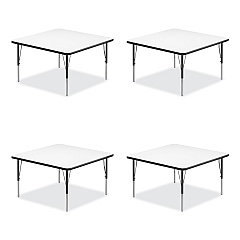 Correll Markerboard Activity Tables, Square, 48" x 48" x 19" to 29", White Top, Black Legs, 4/Pallet (4848DE80954P)