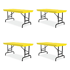 Correll Adjustable Folding Table, Rectangular, 48" x 24" x 22" to 32", Yellow Top, Black Legs, 4/Pallet (RA2448284P)