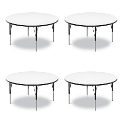 Correll Dry Erase Markerboard Activity Tables, Round, 42" x 19" to 29", White Top, Black Legs, 4/Pallet (42DERD80954P)