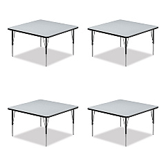 Correll Adjustable Activity Tables, Square, 48" x 48" x 19" to 29", Gray Top, Black Legs, 4/Pallet (4848TF1595K4)