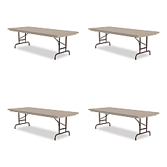 Correll Adjustable Folding Tables, Rectangular, 72" x 30" x 22" to 32", Mocha Granite Top, Brown Legs, 4/Pallet (RA3072244P)