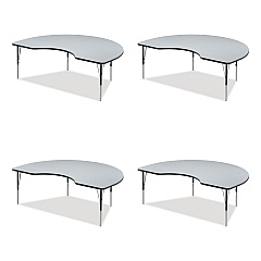 Correll Adjustable Activity Tables, Kidney Shaped, 72" x 48" x 19" to 29", Gray Top, Gray Legs, 4/Pallet (4872TF15954P)