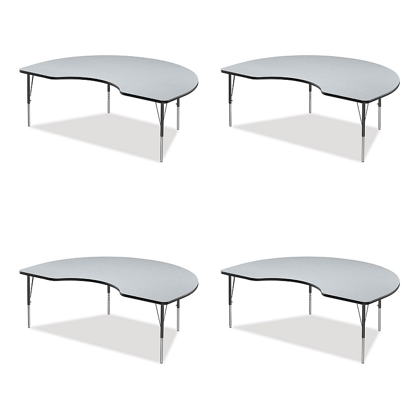 Correll Adjustable Activity Tables, Kidney Shaped, 72" x 48" x 19" to 29", Gray Top, Gray Legs, 4/Pallet (4872TF15954P)