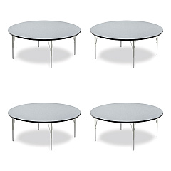 Correll Height Adjustable Activity Tables, Round, 60" x 19" to 29", Gray Granite Top, Gray Legs, 4/Pallet (60TFRD15954P)