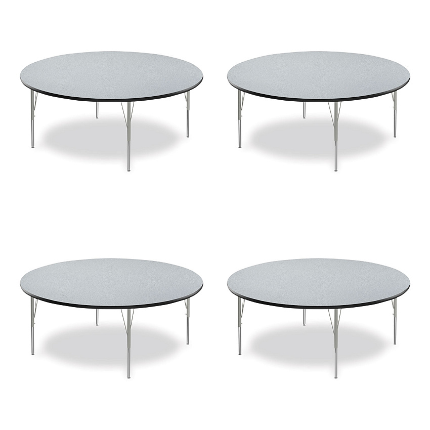 Correll Height Adjustable Activity Tables, Round, 60" x 19" to 29", Gray Granite Top, Gray Legs, 4/Pallet (60TFRD15954P)